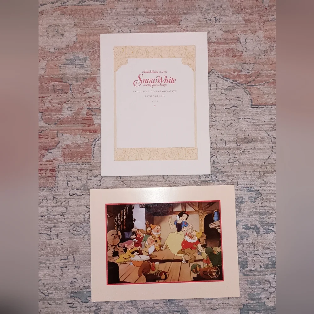 Snow White and the Seven Dwarfs Vtg Commemorative Lithograph